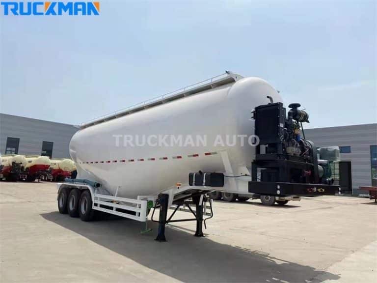 Detailed panoramic view of cement tanker trailer