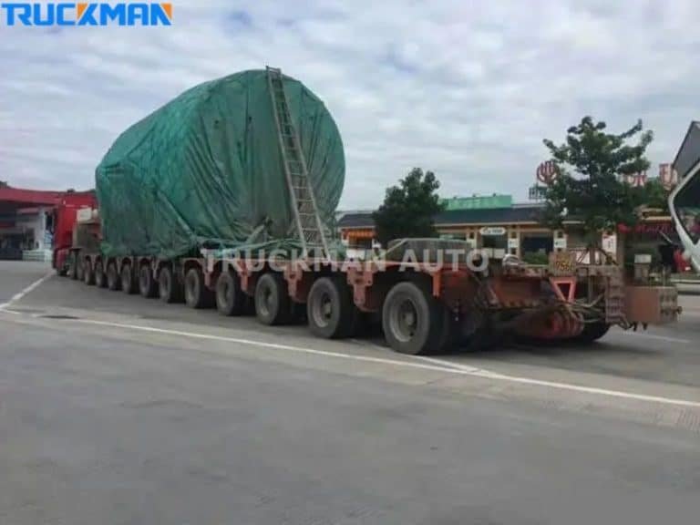 Low-bed trailers for large loads in progress