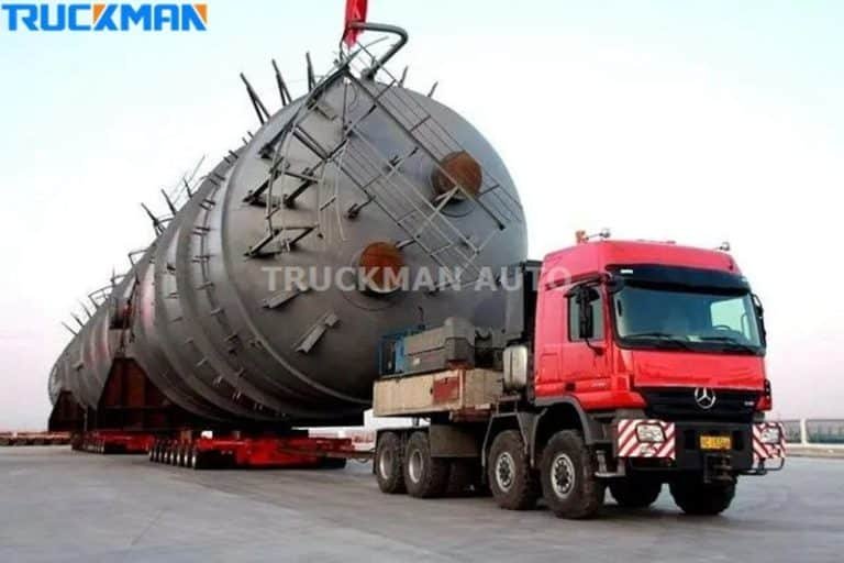 Low-bed trailers for large loads in progress