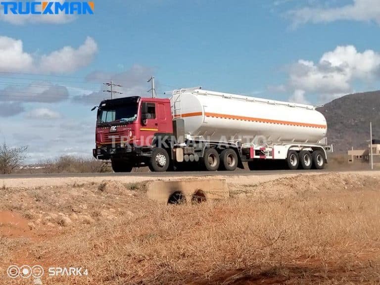 Tanker trailer in rural area ready to transport fuel from port