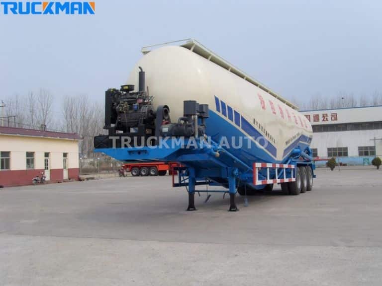Cement tanker semi-trailer demonstrating its robust construction for a variety of construction project requirements